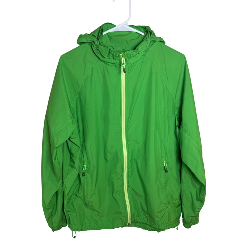Cabelas Womens Green Ripstop Hooded Windbreaker Jacket Size Large